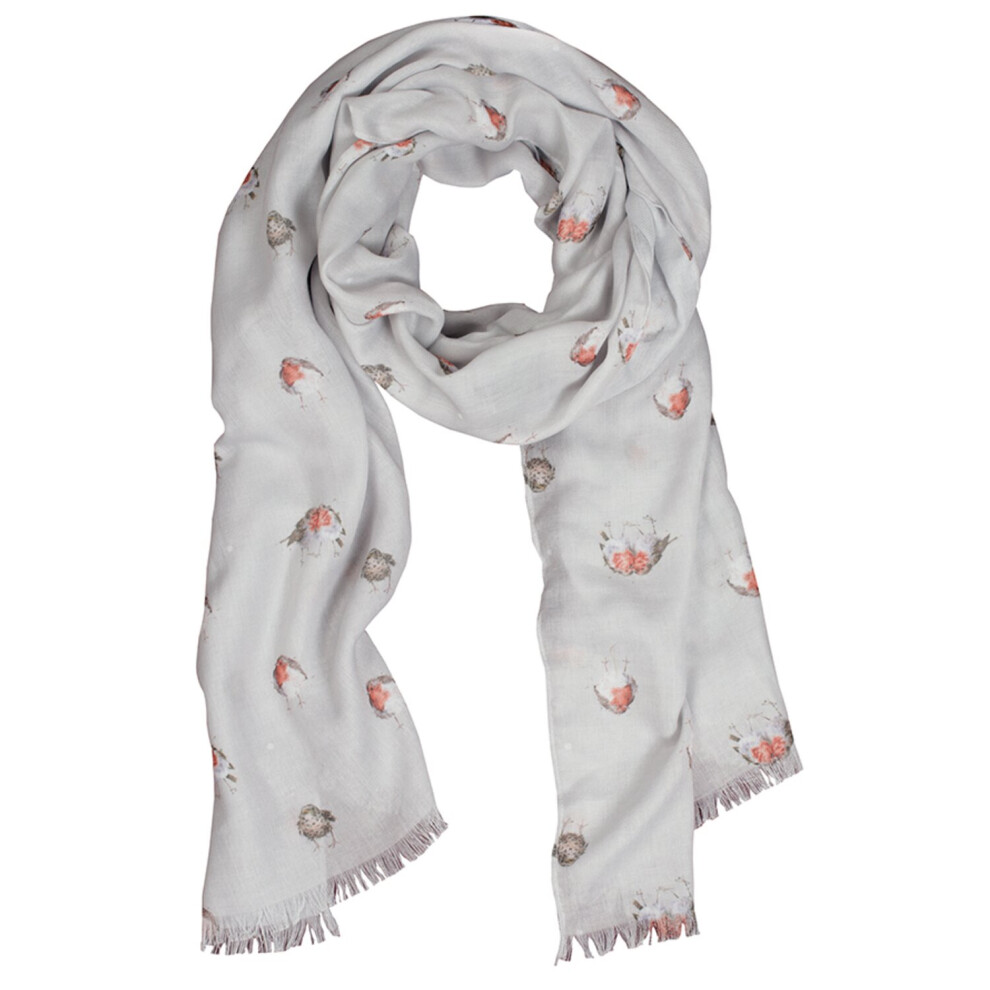 Wrendale Designs Scarf - Jolly Robin in Wild Truffle colour