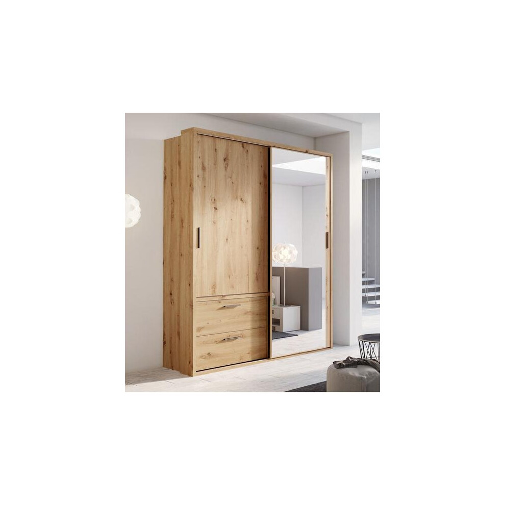 (Oak Artisan) Arti 22 - 2 Sliding Door Wardrobe with Drawers 180cm