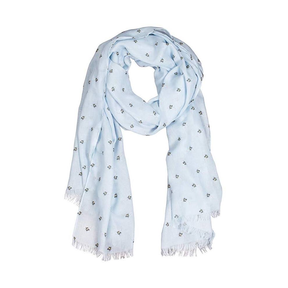 Wrendale Designs Scarf - Flight of the Bumblebee in Blue colour