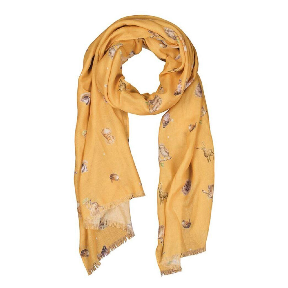 Wrendale Designs Woodlanders Mustard Scarf With Gift Box - Mustard - Image 4