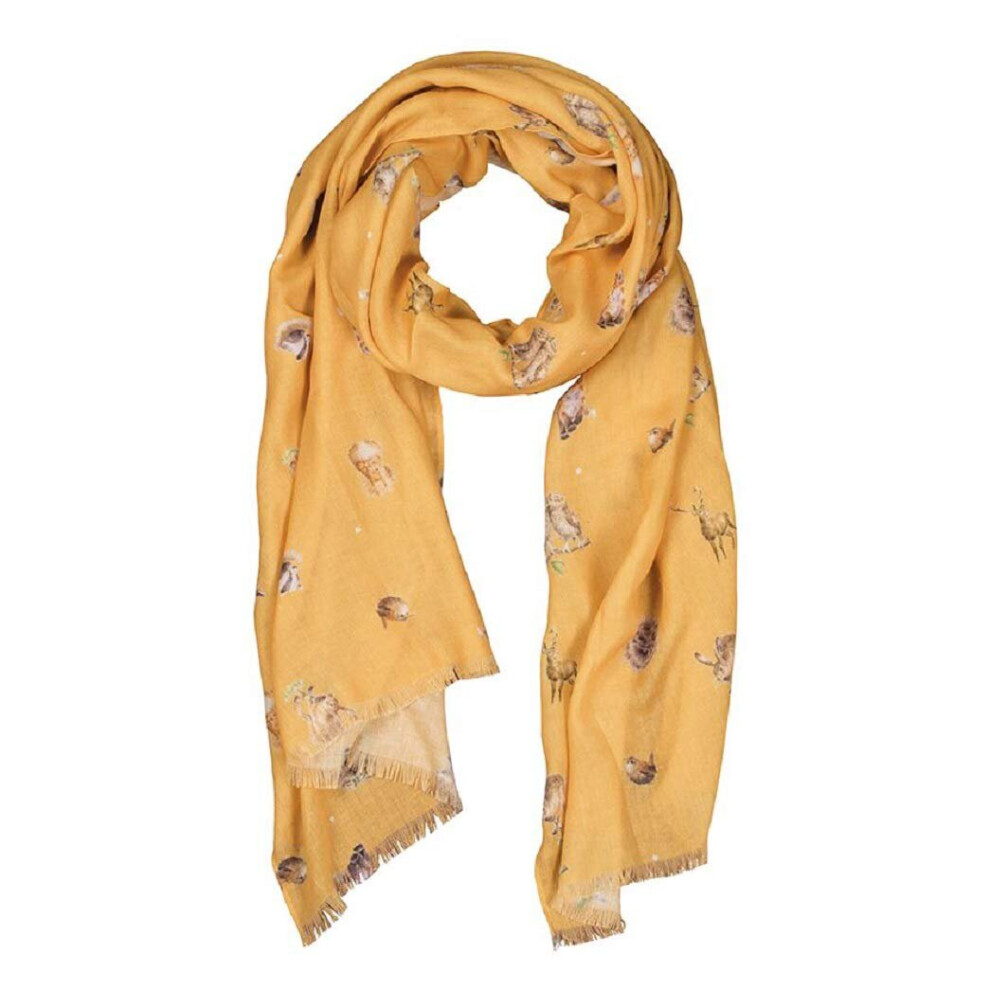 Wrendale Designs Scarf - Woodlanders in Mustard colour