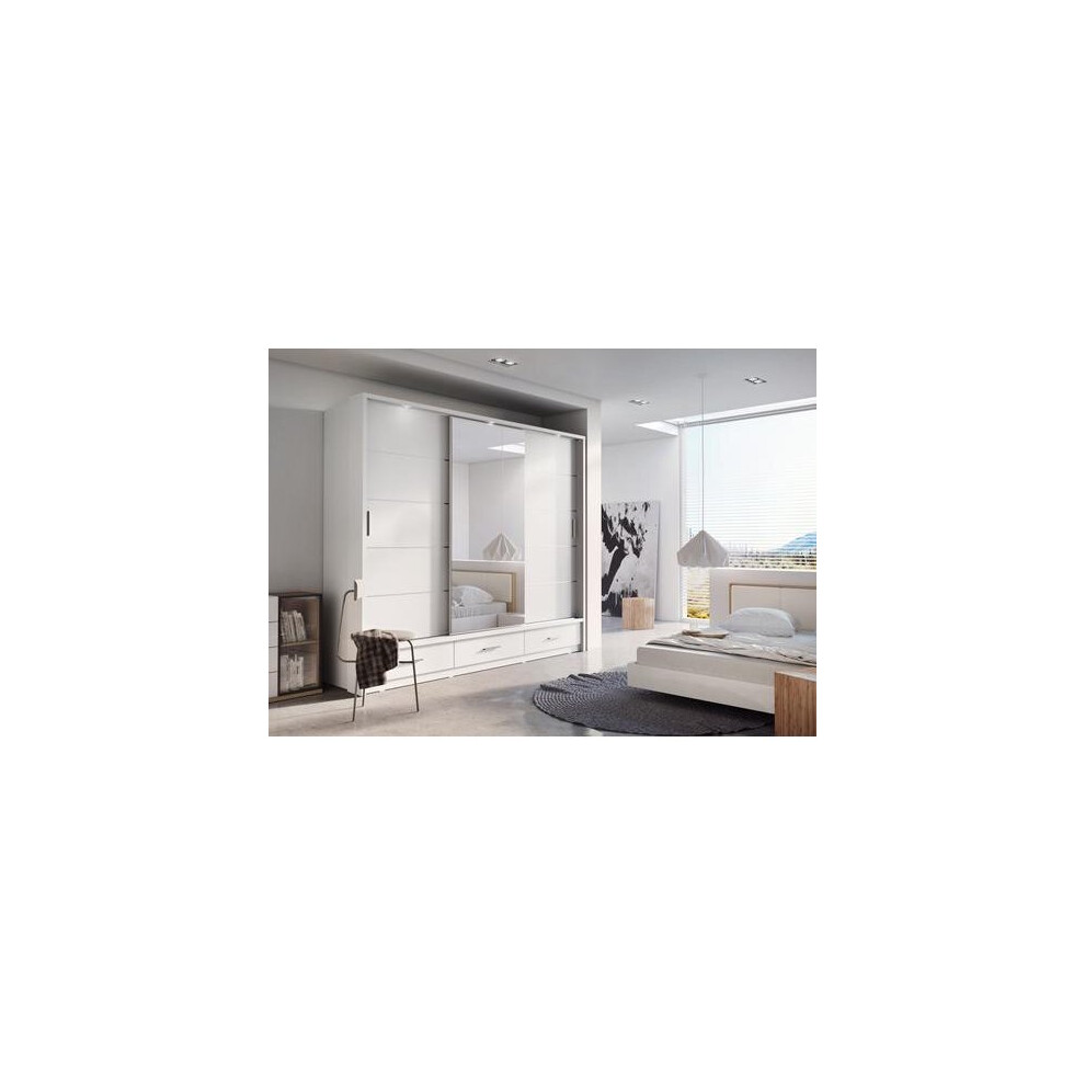 (White Matt) Arti 1 - 3 Sliding Door Wardrobe 250cm