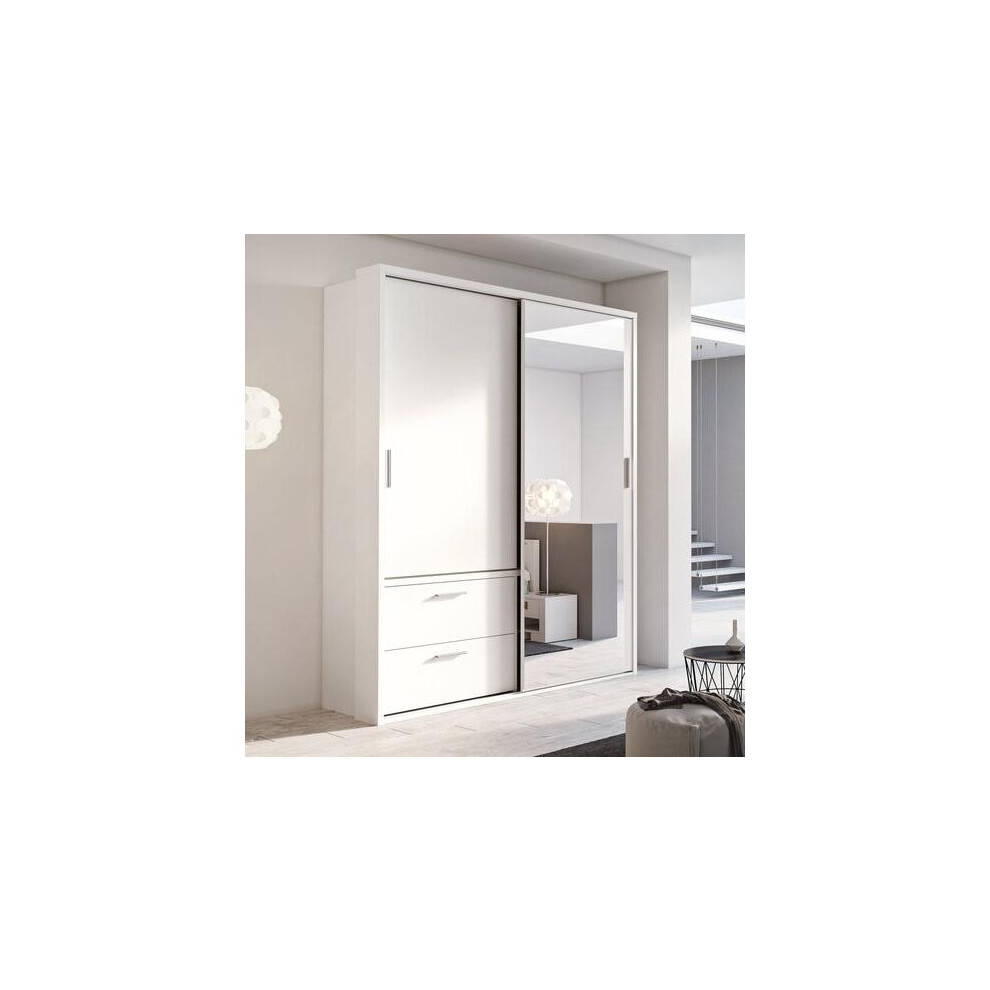 (White Matt) Arti 22 - 2 Sliding Door Wardrobe with Drawers 180cm