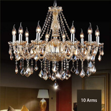 (10 Arms) 8012 Crystal Chandelier Amber Golden 6-10 Lights Candle Pendant Lamp Marie Therese