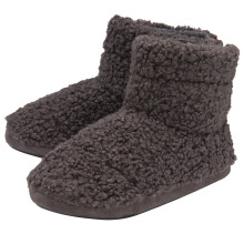 (9, Charcoal) DUNLOP - Mens Furry Sherpa Memory Foam Slipper Boots