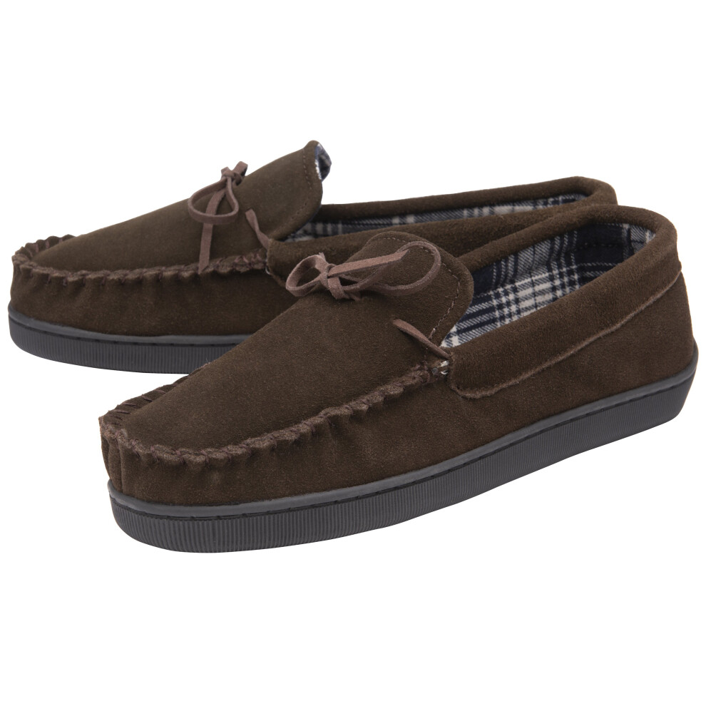 Real Suede Leather Fleece Lined Moccasin Slippers