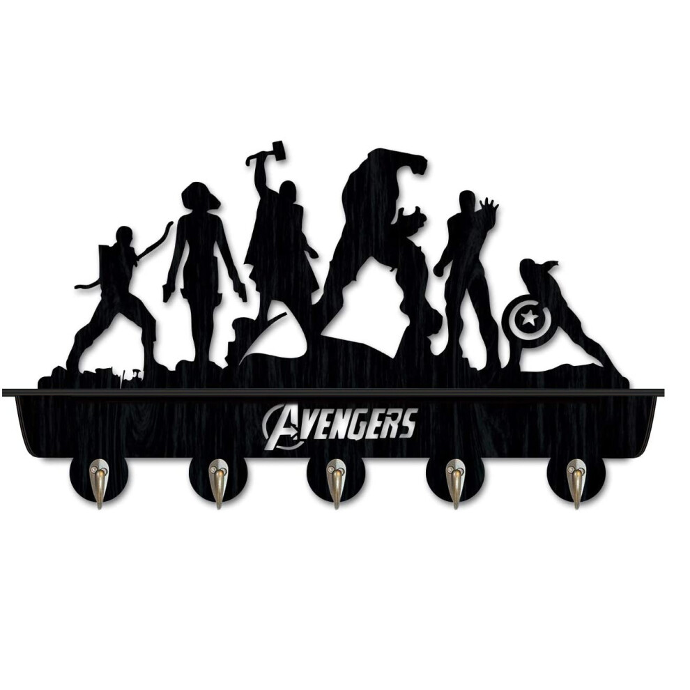 Awesome Avengers Superheroes Wall Mounted Wooden Key hook Coat Rack,Farmhouse Mounted Coat Rack and Upper Shelf