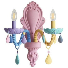 (2 Arms) Modern Genuine K9 Crystal Decorative Wall Light Fixture in Macaron Colour Palette for Dining or Living Room, Bedroom, Kids Room