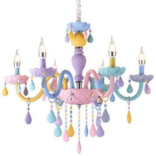(6 Arms) Modern Genuine K9 Crystal Decorative Wall Light Fixture in Macaron Colour Palette for Dining or Living Room, Bedroom, Kids Room