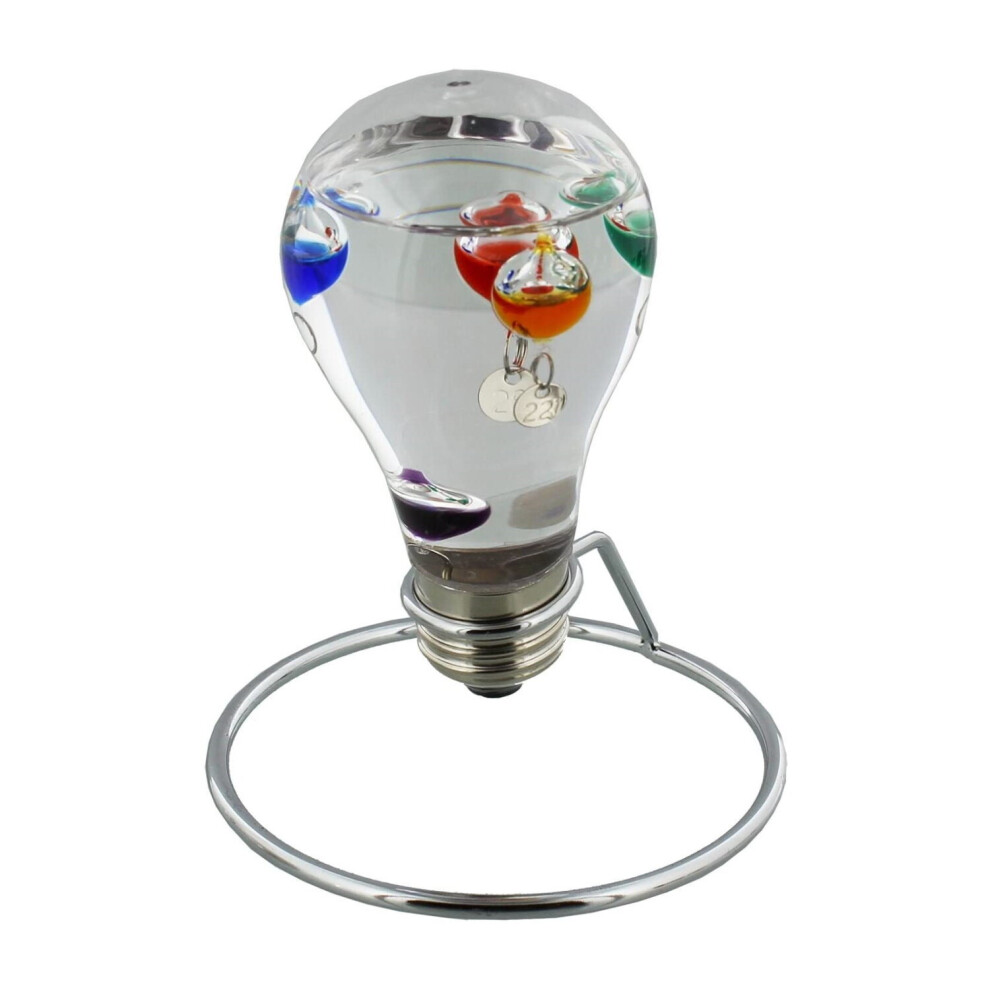 W.M Widdop Glass Light Bulb Thermometer on Metal Stand Home Desk Decor