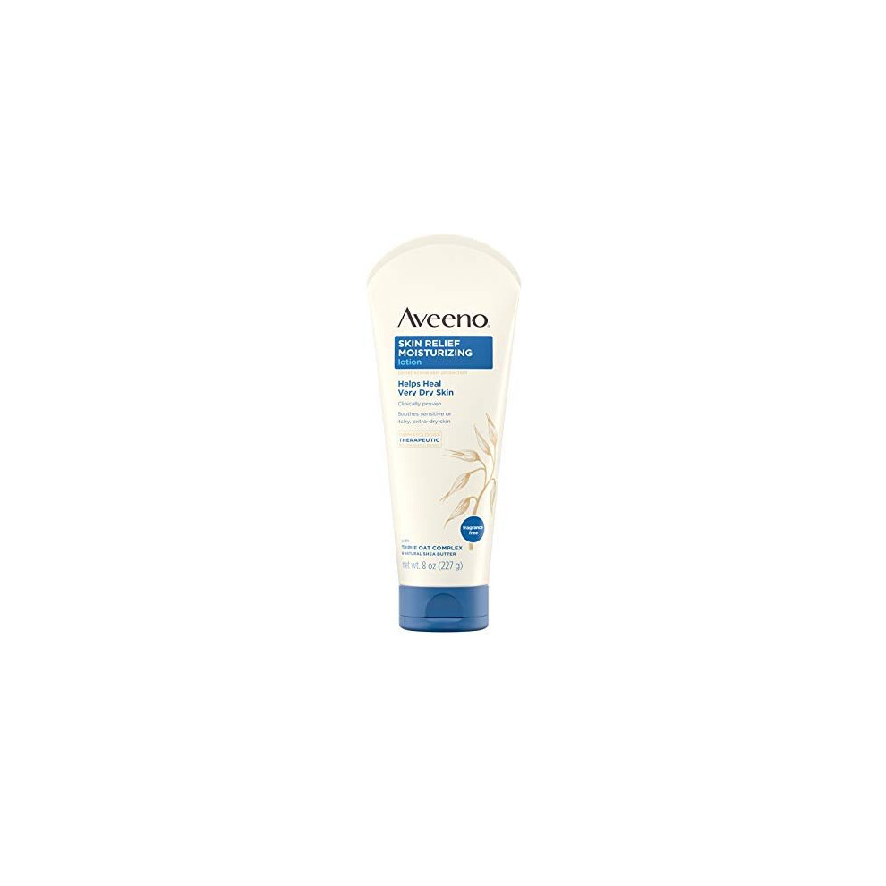 Aveeno Skin Relief 24-Hour Moisturizing Lotion For Sensitive Skin With Natural Shea Butter & Triple Oat Complex, Unscented Therapeutic Lotion For Extr