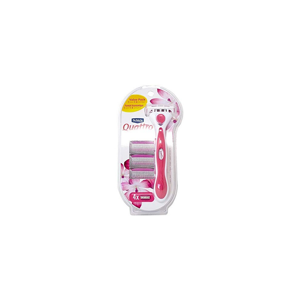Schick Quattro For Women Value Pack With 1 Razor And 4 Razor Blade Refills