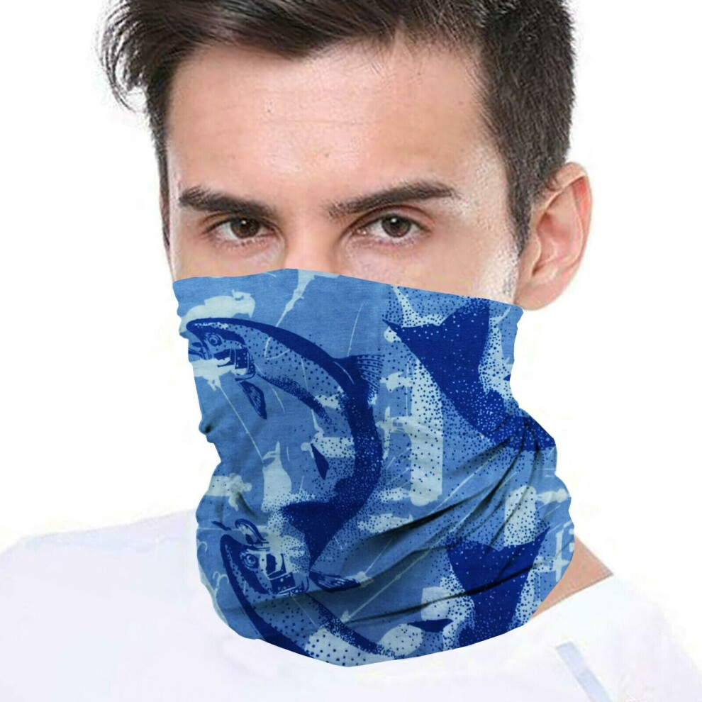 ( Fish) Bandana Face Covering Mask Biker Tube Snood Scarf Neck Cover Blue 5056338517166