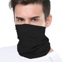 (Black) Bandana Face Covering Mask Biker Tube Snood Scarf Neck Cover