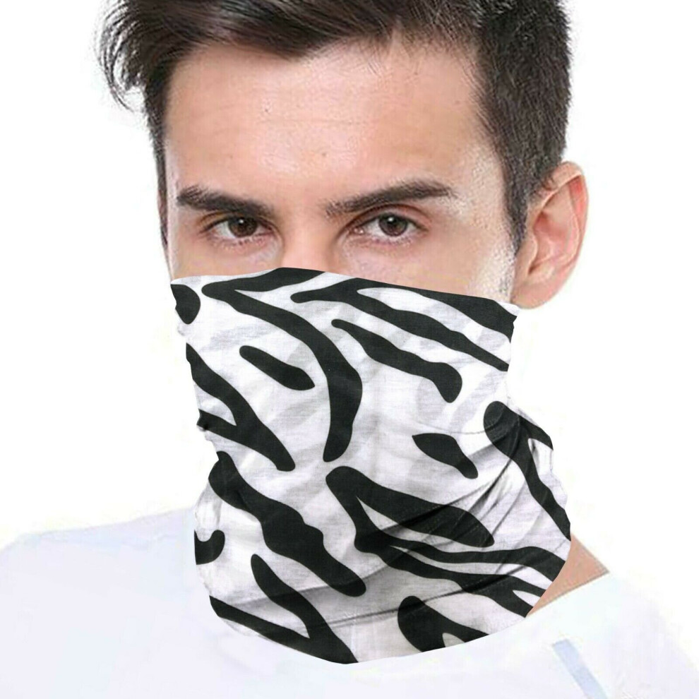 (Zebra) Bandana Face Covering Mask Biker Tube Snood Scarf Neck Cover Black 5056338517265