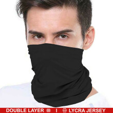 (Black (Double Layer)) Bandana Face Covering Mask Biker Tube Snood Scarf Neck Cover