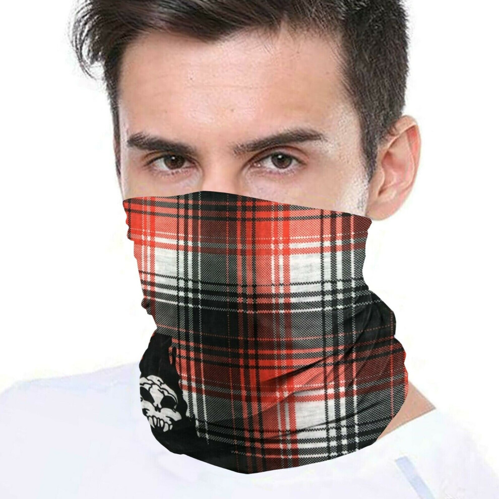 ( Tartan) Bandana Face Covering Mask Biker Tube Snood Scarf Neck Cover Red 5056338517258