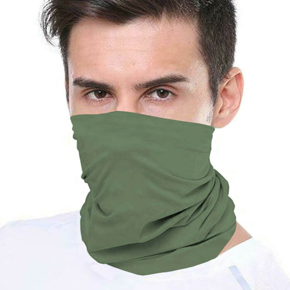 (Green) Bandana Face Covering Mask Biker Tube Snood Scarf Neck Cover Green 5056338514806