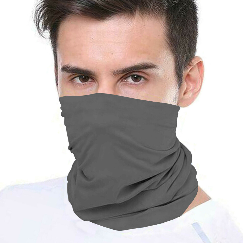 (Grey) Bandana Face Covering Mask Biker Tube Snood Scarf Neck Cover Grey 5056338514790