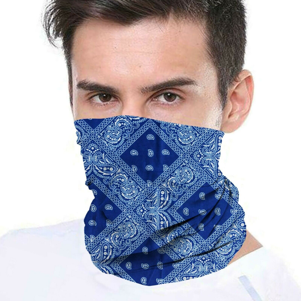 (Paisley ) Bandana Face Covering Mask Biker Tube Snood Scarf Neck Cover Blue 5056338518859