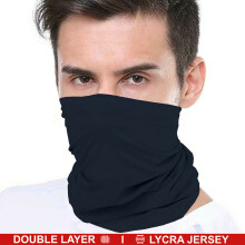 (Navy (Double Layer)) Bandana Face Covering Mask Biker Tube Snood Scarf Neck Cover