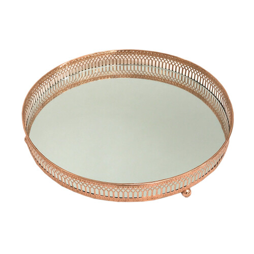 Copper Coloured Mirror Candle Plate