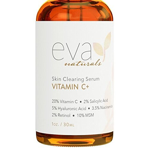 Eva Naturals Vitamin C Serum Plus 2% Retinol, 3.5% Niacinamide, 5% Hyaluronic Acid, 2% Salicylic Acid, 10% MSM, 20% Vitamin C - Skin Clearing Serum -