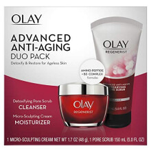 Olay Face Wash Regenerist Advanced Anti-Aging Pore Scrub Cleanser (5,0 oz) a Micro-Sculpting Face Moisturizer Cream (1,7 oz) Dvojbalenie starostl