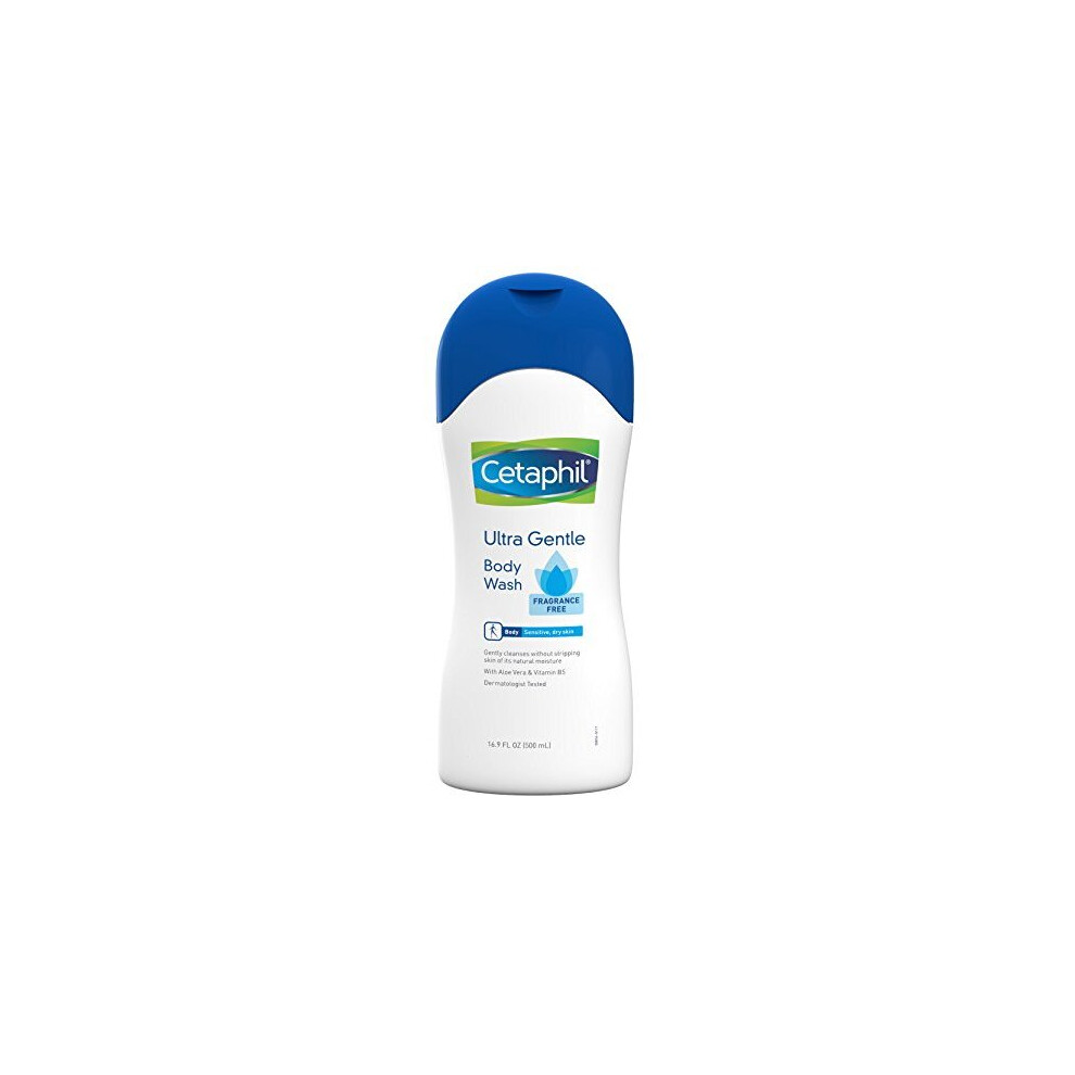 Cetaphil Ultra Gentle Body Wash, Fragrance Free, 16.9 Fl Oz (Pack of 3)