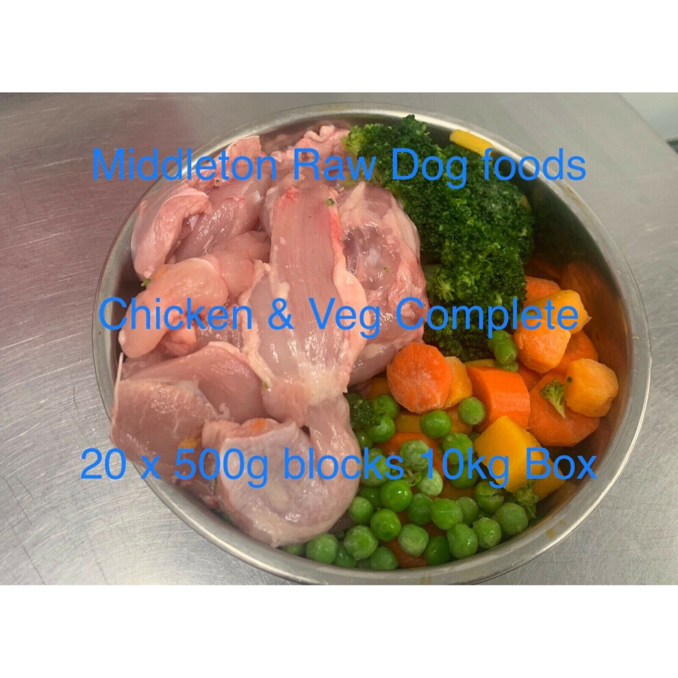 Middleton Raw Dog Food Dog Food Frozen Chicken & Veg Complete Meal 20X500g Chubs 10Kg Box