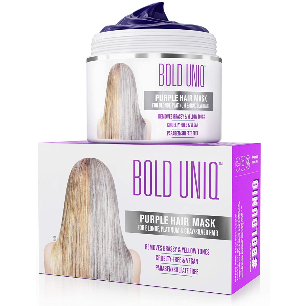 Bold Uniq Store Purple/Silver/Blue Hair Mask For Blonde, Platinum And Hair: Bold Uniq By B Uniq Masque To Reduce Brassiness And Condition Dry