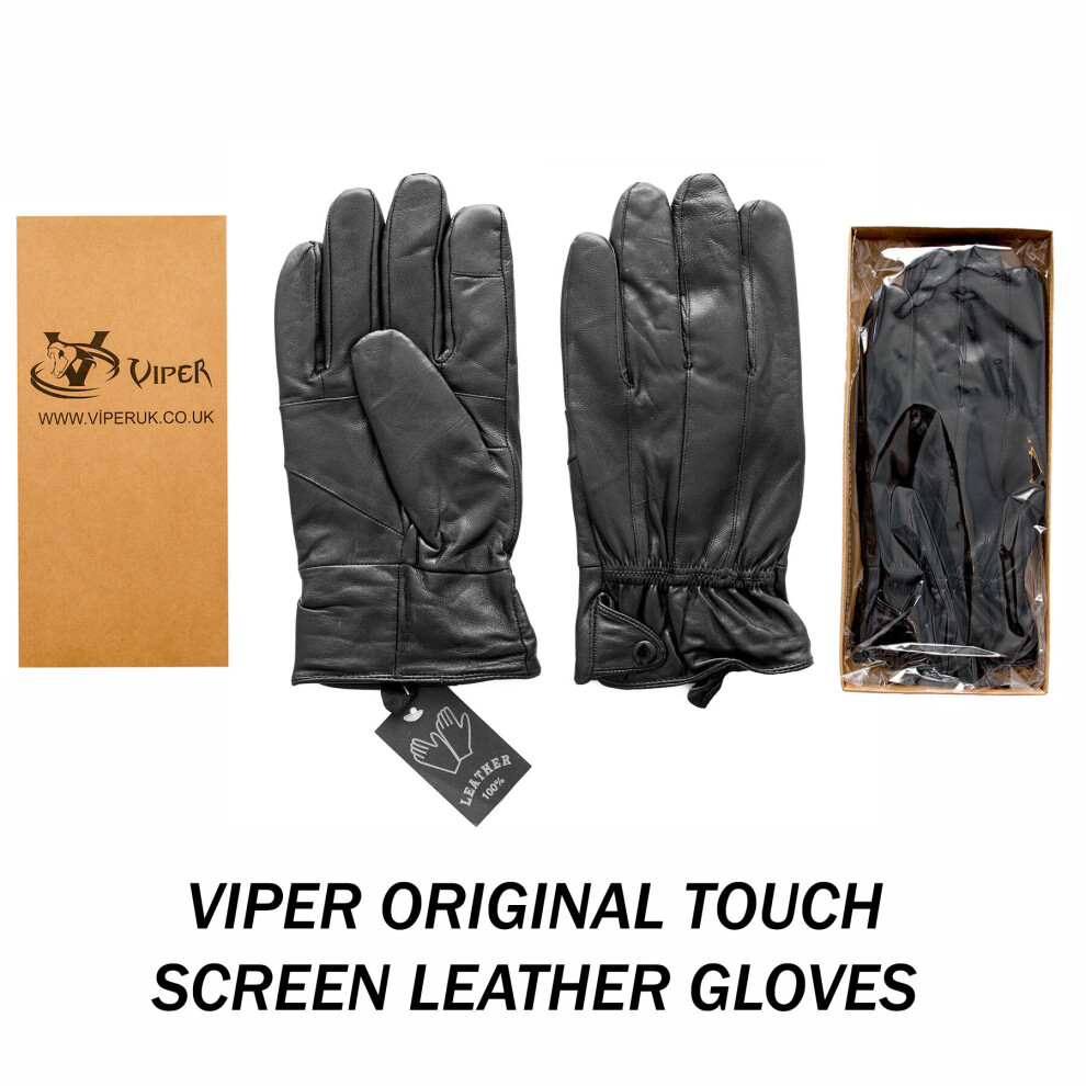 Viper Fleece Lined Thermal Insulated Genuine Leather Mens Gloves Touch Screen