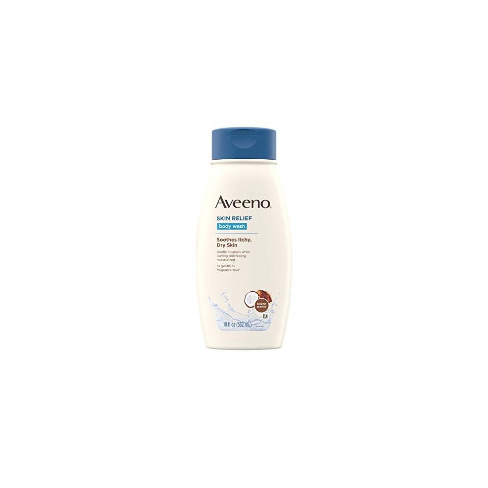 Aveeno Skin Relief Body Wash with Coconut Scent & Soothing Oat, Gentle Soap-Free Body Cleanser for Dry, Itchy & Sensitive Skin, Dye-Free & Allergy-Tes