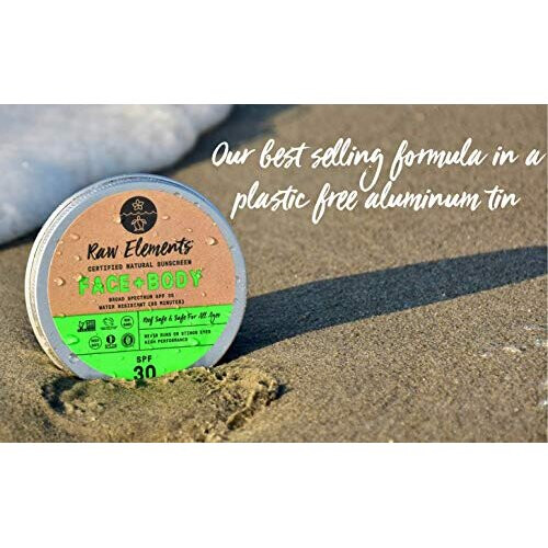 Raw Elements Αντηλιακό SPF 30 για Πρόσωπο και Σώμα σε Τενεκεδάκι, Βιολογικό, Μη Τοξικό 1