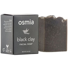 Osmia Black Clay Cleansing Facial Soap - Hydrating Australian Clay, Exfoliating Dead Sea Mud & Coconut Milk Bar for Face - Perfect for Normal, Problem