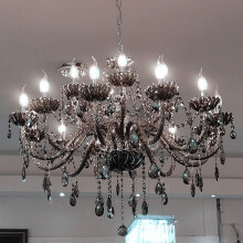 (8+4 Two Layer) Genuine Crystal Chandelier SMOKY Grey 2, 6, 8, 10, 12, 15, 18 Arms Light