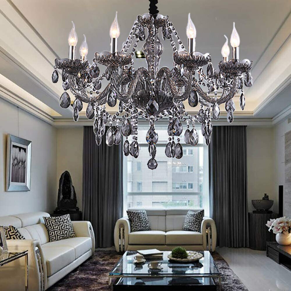 ( 6 Arms) Genuine Crystal Chandelier SMOKY Grey 2, 6, 8, 10, 12, 15, 18 Arms Light