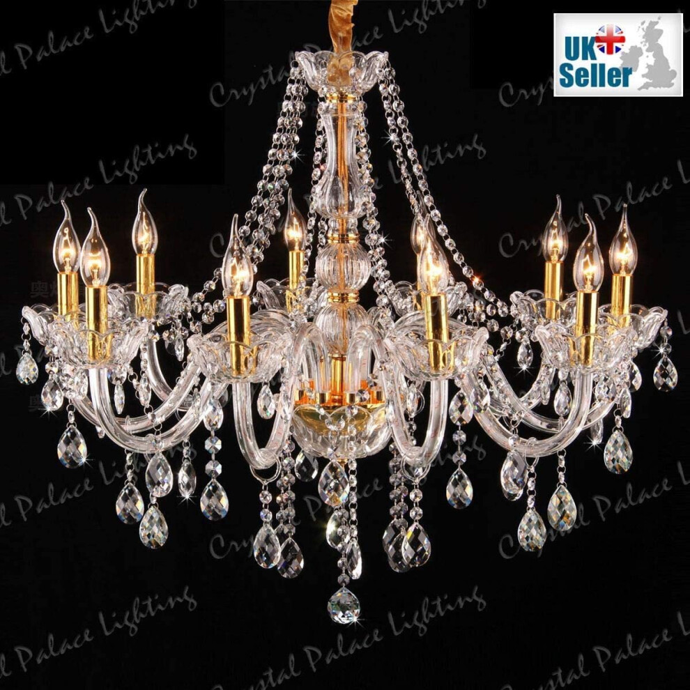 (8 Arms) 8005 Genuine K9 Crystal Chandelier CLEAR GOLDEN 2, 5, 6, 7, 8, 10 Arms