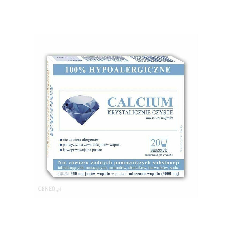 CALCIUM KRYSTALICZNIE CZYSTE CALCIUM PURE CRYSTAL 20 sachets kosci wapn wapno