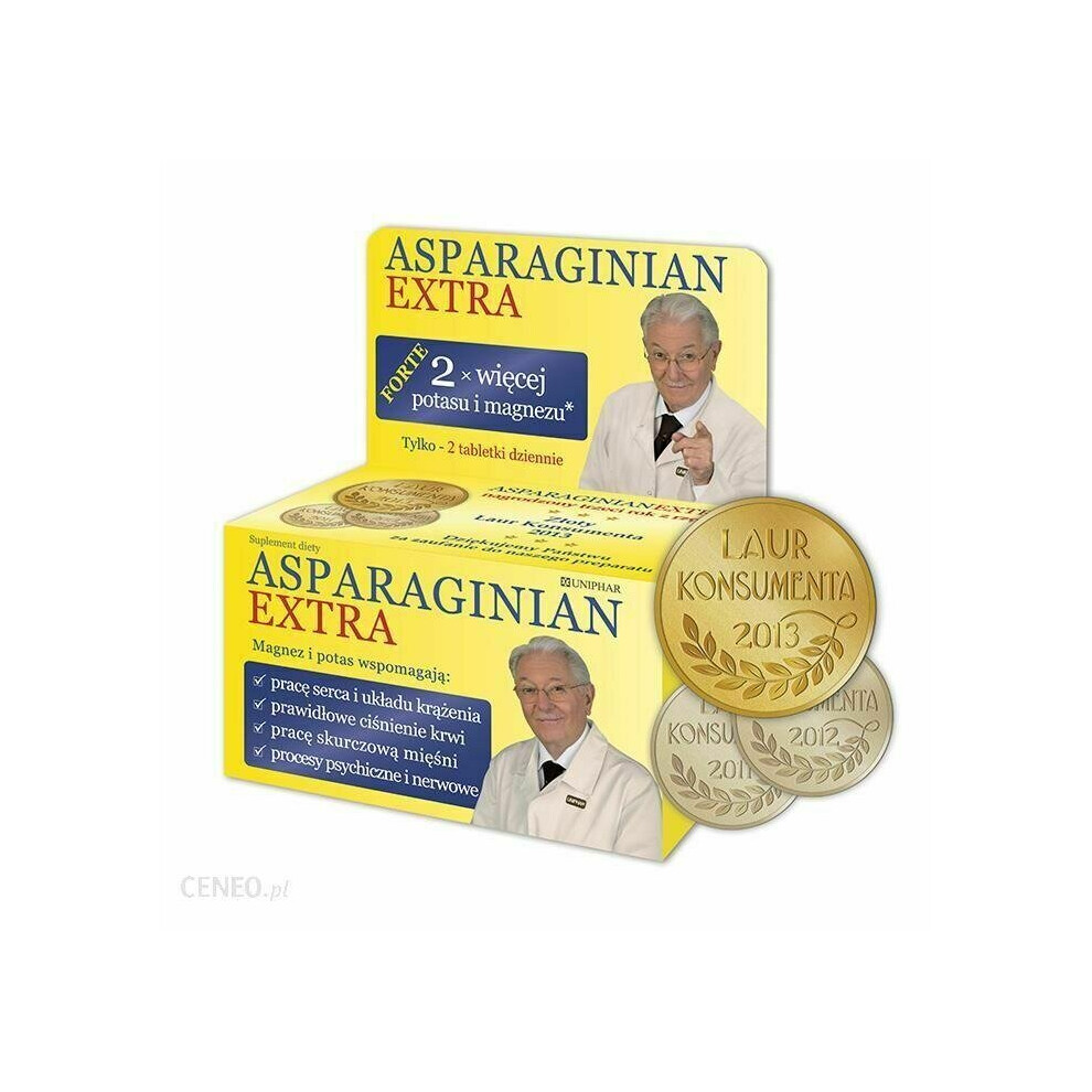 Sklep Polski Asparaginian Extra 50 Tab Double Dose Of Potassium & Magnesium Magnez Potas