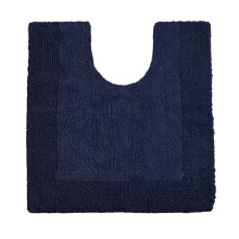 (Navy) Allure Toilet Mat Pedestal Extra Thick Reversible Cotton Mat