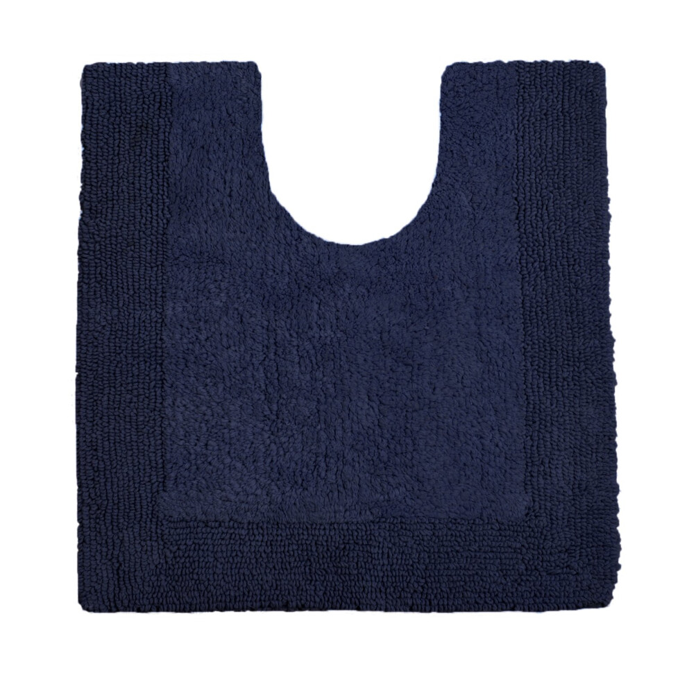 Allure Bath Fashions (Navy) Allure Toilet Mat Pedestal Extra Thick Reversible Cotton Mat Blue