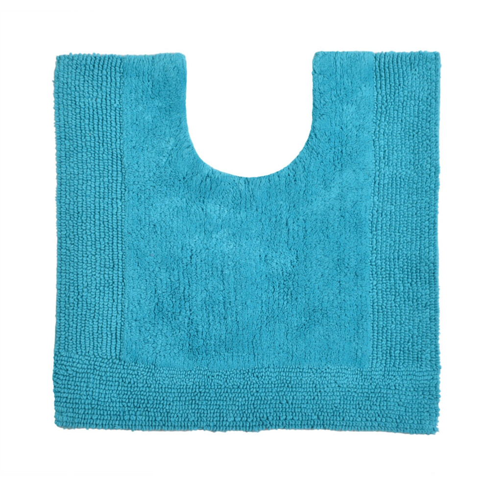 Allure Bath Fashions (Turquoise) Allure Toilet Mat Pedestal Extra Thick Reversible Cotton Mat Blue
