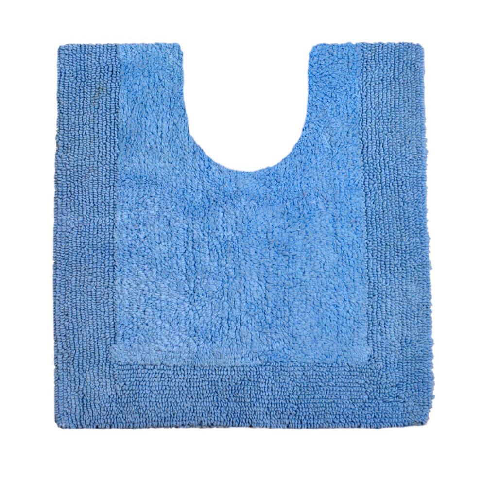 Allure Bath Fashions (Cornish Blue) Allure Toilet Mat Pedestal Extra Thick Reversible Cotton Mat