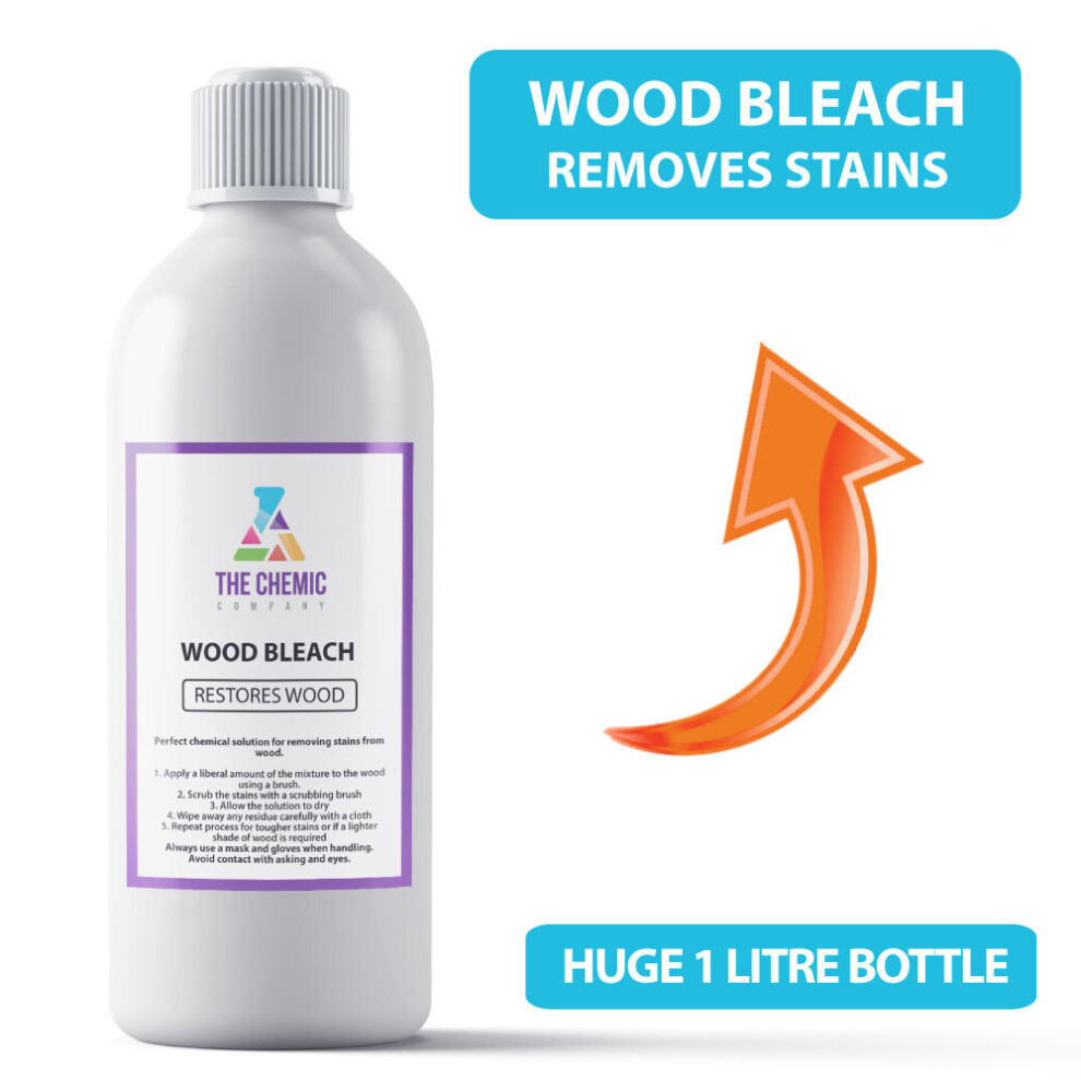 (x1 1 litre bottle) Wood Bleach Bleacher For Removing Stains and Cleaning Wood Furniture Restorer