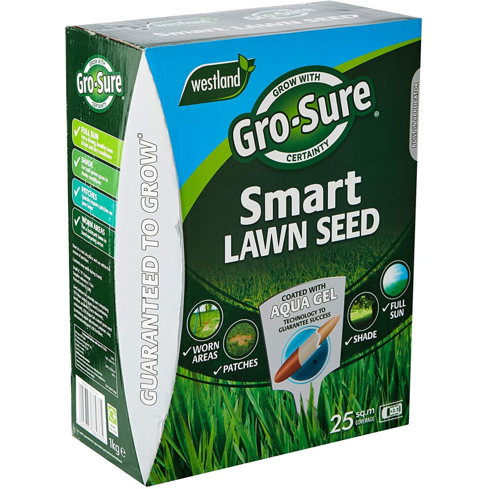 Gro-Sure Aqua Gel Coated Smart Grass Lawn Seed, 25 m2, 1 kg