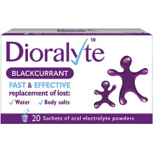 Dioralyte Rehydration Supplement Electrolytes Replacement of Lost Body Water and Salts, Blackcurrant Flavour, 20 Sachets, 24 g