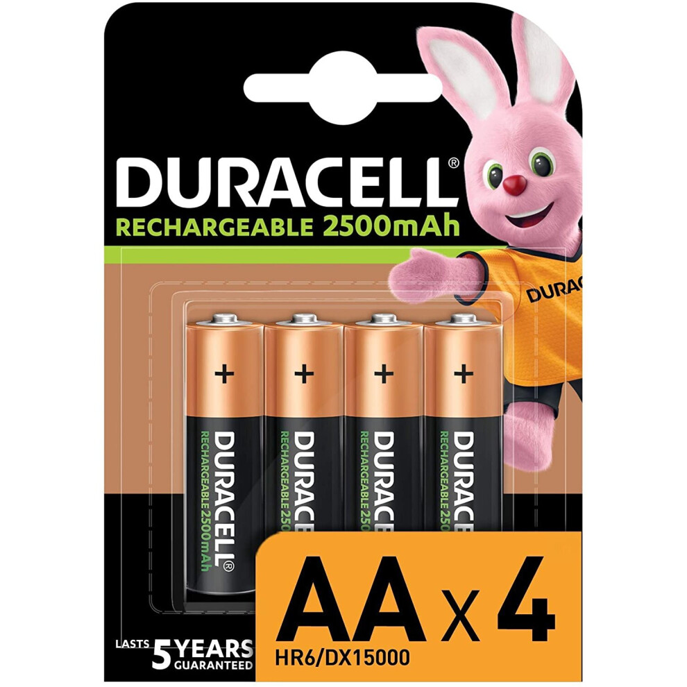 Duracell Rechargeable Aa 2500 Mah Batteries Ideal For Xbox Controller, Pack Of 4 7095517283957