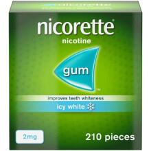 Nicorette Gum Icy White 2 mg - 210 Pieces - Fights Cravings, Removes Stains & Helps Whiten Teeth