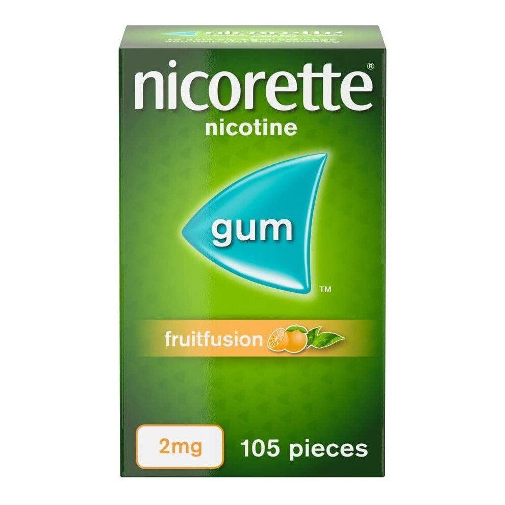 Nicorette Gum - Fruitfusion Flavour - A Fresh-Tasting Way to Stop Smoking - Nicotine Gum - 2mg, 105 Pieces